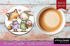 Couple Animals Round Coaster - Valentines Day Coaster PNG Product Image 1