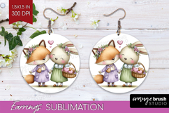 Couple Animals Round Earrings - Valentines Day PNG Product Image 1