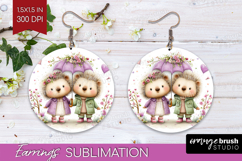 Couple Animals Round Earrings - Valentines Day PNG Product Image 1