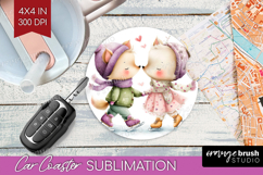 Couple Animals Car Coaster - Valentines Day Coaster PNG Product Image 1