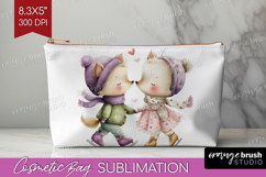 Couple Animals Cosmetic Bag - Valentines Day Makeup Bag PNG Product Image 1