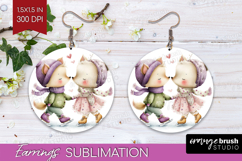 Couple Animals Round Earrings - Valentines Day PNG Product Image 1