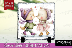 Couple Animals Slate PNG - Valentines Day Square Slate Product Image 1