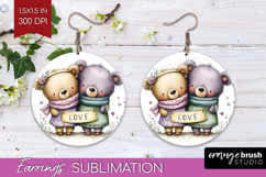 Couple Animals Round Earrings - Valentines Day PNG Product Image 1
