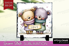 Couple Animals Slate PNG - Valentines Day Square Slate Product Image 1