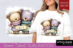 Couple Animals Square Tshirt Background - Valentines Day PNG Product Image 1