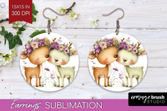 Couple Animals Round Earrings - Valentines Day PNG Product Image 1