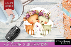 Couple Animals Car Coaster - Valentines Day Coaster PNG Product Image 1
