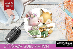 Couple Animals Car Coaster - Valentines Day Coaster PNG Product Image 1