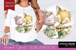 Couple Animals Round Tshirt Background - Valentines Day PNG Product Image 1