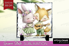 Couple Animals Slate PNG - Valentines Day Square Slate Product Image 1