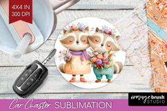 Couple Animals Car Coaster - Valentines Day Coaster PNG Product Image 1