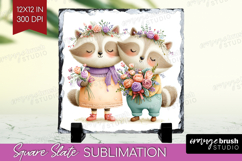 Couple Animals Slate PNG - Valentines Day Square Slate Product Image 1