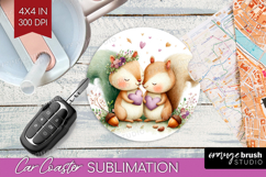 Couple Animals Car Coaster - Valentines Day Coaster PNG Product Image 1