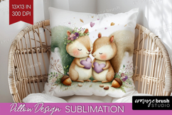 Couple Animals Pillow Sublimation - Valentines Day Pillow Product Image 1