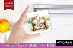 Couple Animals Magnet Sublimation - Valentines Day Square Product Image 1