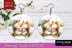 Couple Animals Round Earrings - Valentines Day PNG Product Image 1