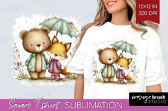 Couple Animals Square Tshirt Background - Valentines Day PNG Product Image 1