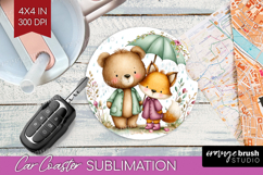 Couple Animals Car Coaster - Valentines Day Coaster PNG Product Image 1