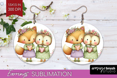 Couple Animals Round Earrings - Valentines Day PNG Product Image 1