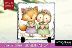 Couple Animals Slate PNG - Valentines Day Square Slate Product Image 1