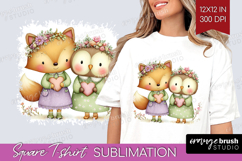 Couple Animals Square Tshirt Background - Valentines Day PNG Product Image 1