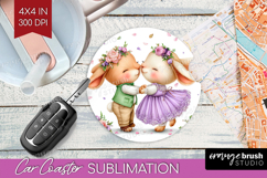 Couple Animals Car Coaster - Valentines Day Coaster PNG Product Image 1