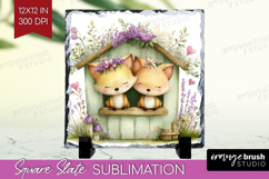 Couple Animals Slate PNG - Valentines Day Square Slate Product Image 1