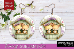 Couple Animals Round Earrings - Valentines Day PNG Product Image 1