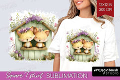 Couple Animals Square Tshirt Background - Valentines Day PNG Product Image 1