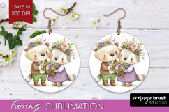 Couple Animals Round Earrings - Valentines Day PNG Product Image 1