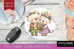 Couple Animals Car Coaster - Valentines Day Coaster PNG Product Image 1