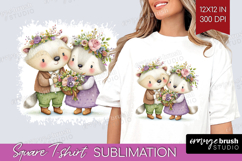 Couple Animals Square Tshirt Background - Valentines Day PNG Product Image 1