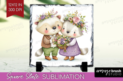 Couple Animals Slate PNG - Valentines Day Square Slate Product Image 1