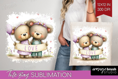 Couple Animals Tote Bag - Valentines Day Tote Bag PNG Product Image 1