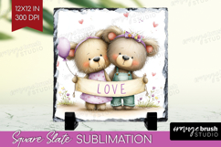 Couple Animals Slate PNG - Valentines Day Square Slate Product Image 1
