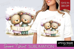 Couple Animals Square Tshirt Background - Valentines Day PNG Product Image 1