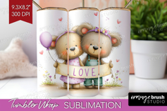 Couple Animals Tumbler Wrap - Valentines Day Tumbler PNG Product Image 1