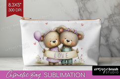 Couple Animals Cosmetic Bag - Valentines Day Makeup Bag PNG Product Image 1
