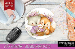Couple Animals Car Coaster - Valentines Day Coaster PNG Product Image 1