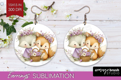 Couple Animals Round Earrings - Valentines Day PNG Product Image 1