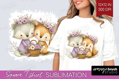 Couple Animals Square Tshirt Background - Valentines Day PNG Product Image 1