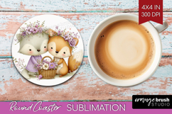 Couple Animals Round Coaster - Valentines Day Coaster PNG Product Image 1