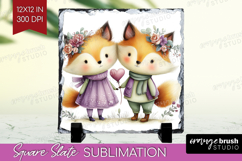 Couple Animals Slate PNG - Valentines Day Square Slate Product Image 1