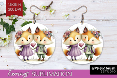 Couple Animals Round Earrings - Valentines Day PNG Product Image 1