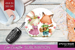 Couple Animals Car Coaster - Valentines Day Coaster PNG Product Image 1