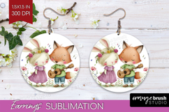 Couple Animals Round Earrings - Valentines Day PNG Product Image 1