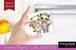 Couple Animals Magnet Sublimation - Valentines Day Square Product Image 1