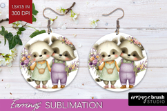 Couple Animals Round Earrings - Valentines Day PNG Product Image 1