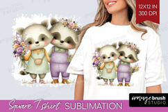 Couple Animals Square Tshirt Background - Valentines Day PNG Product Image 1